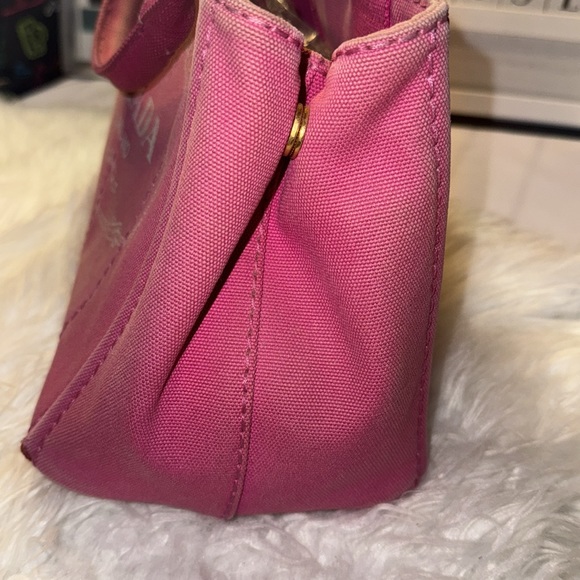 PRADA Canapa Shoulder Bag Hand Bag Canvas Pink Ladies From Japan GUC - Picture 6 of 12